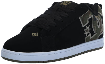 DC Mens Court Graffik Casual Skate Shoe Black/Black/Green 11.5