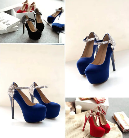 נעלי עקב גבוהות לנשים - נעלי כלה עם סטילטו עמידות למים