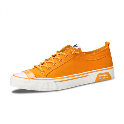 Men's Casual Lace-Up Flat Canvas Shoes - Trendy Style