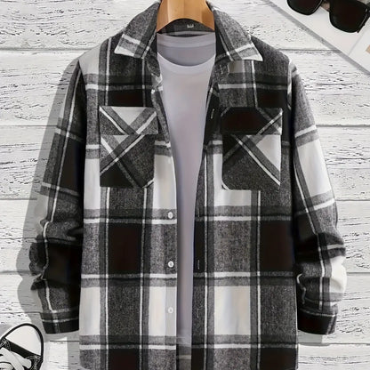 Men's Versatile Casual Plaid Coat Shirt