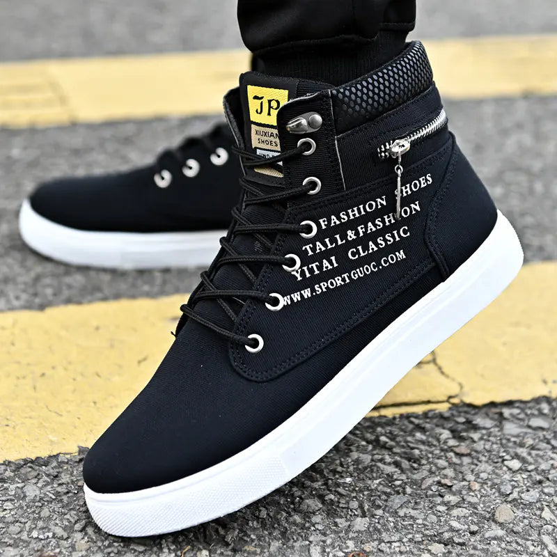 Men's High-Top Canvas Shoes - Stylish Casual Sneakers