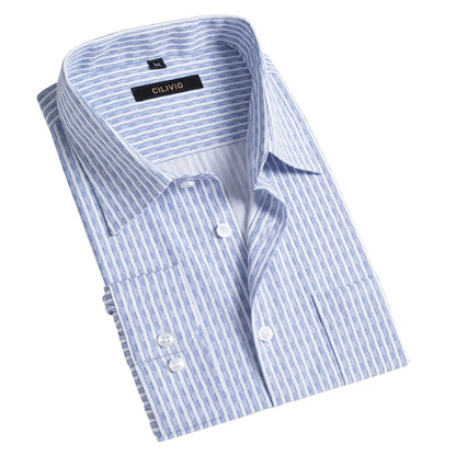 CILIVIO Mens Stretch Wrinkle Resistant Dress Shirt Button up Regular Fit Checks & Stripes Business Casual Shirt Long Sleeve