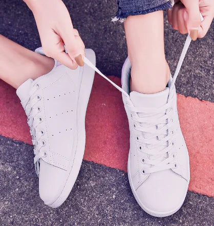 Smith Casual White Shoes with Green Tail - Breathable Sneakers