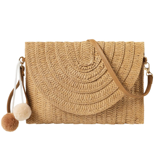 LEVOTIYER Straw Bag Woven Purse Straw Crossbody Bags for Women Straw Handmade Bag for Women for Casual Beach