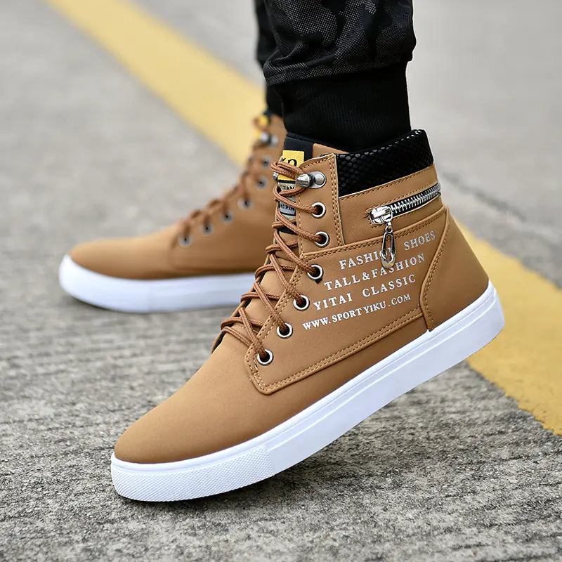 Men's High-Top Canvas Shoes - Stylish Casual Sneakers