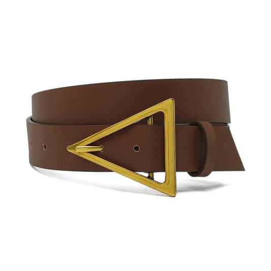 HOTWILL Belts for Women Jeans Dress Fashion Wide Waist Belt with Bronze Triangle Buckle Coffee X-Small