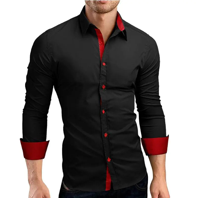 Men's Long Sleeve Casual Shirt in Solid Color (Plus Size)