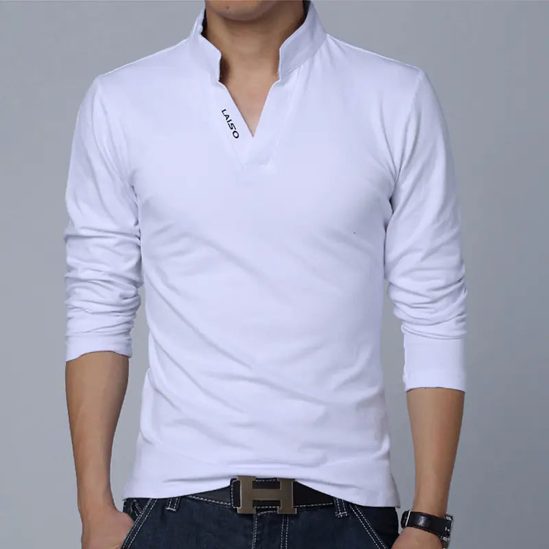 Solid Color V-Neck Casual T-Shirt