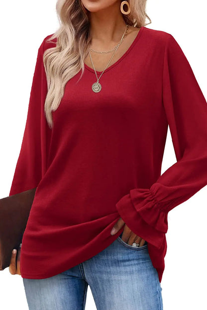 Solid Color Long Sleeve T-Shirt Top