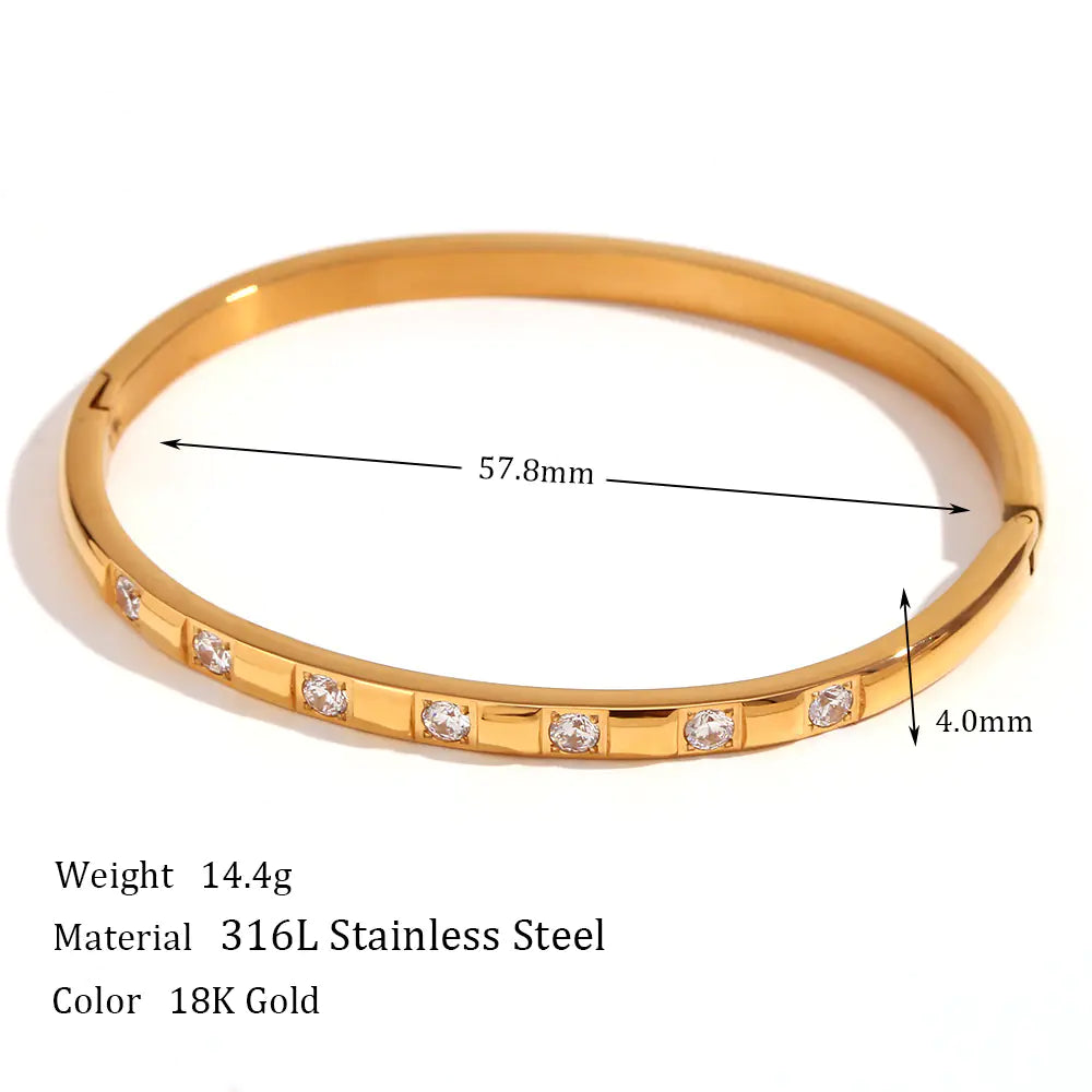 18K Gold Plated Stainless Steel Zircon Buckle Bracelet