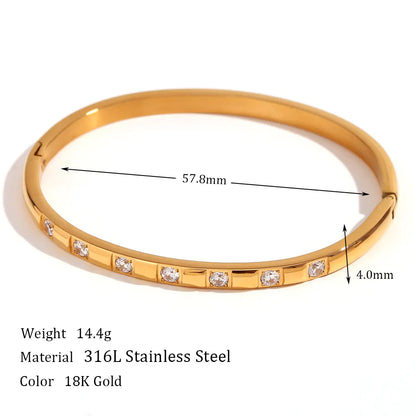 18K Gold Plated Stainless Steel Zircon Buckle Bracelet