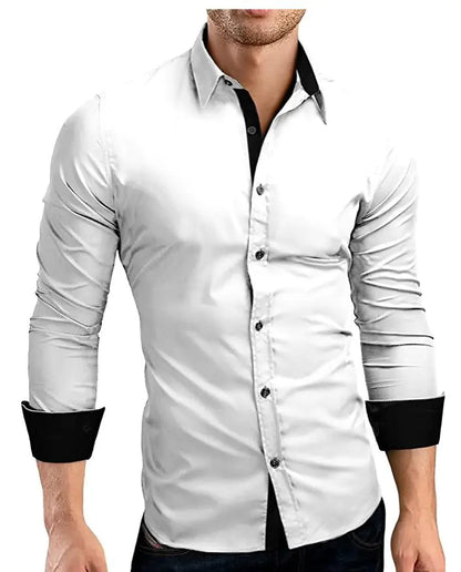 Men's Long Sleeve Casual Shirt in Solid Color (Plus Size)