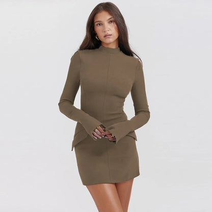 Elegant Slim-Fit Long-Sleeved Dress