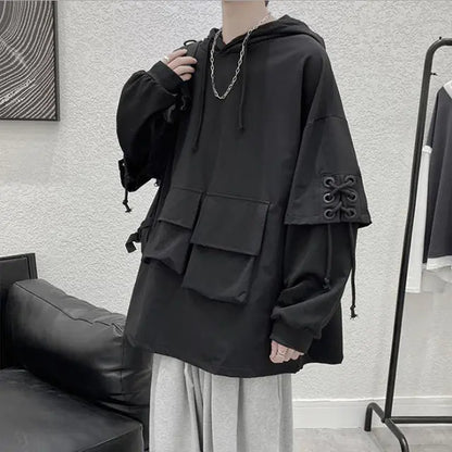 Men's Hooded Cargo Pocket Hoodies - Harajuku Streetwear