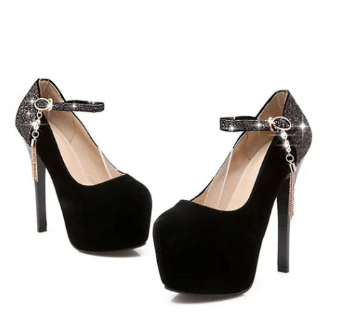 נעלי עקב גבוהות לנשים - נעלי כלה עם סטילטו עמידות למים