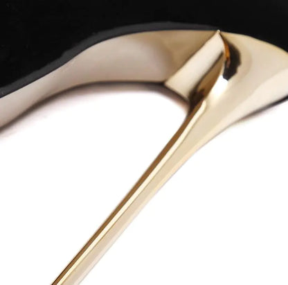 New Women's High Heel Suede Pumps - Black Nightclub Shoes