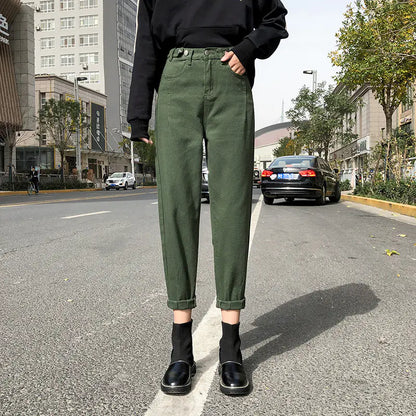 Loose Wide-Leg Cropped Casual Trousers