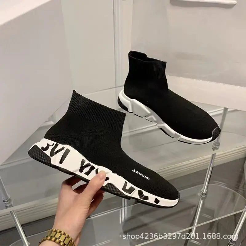 Knitted Stretch Flyknit Casual Shoes for Couples