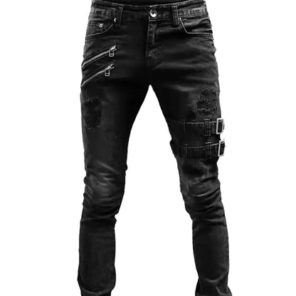 Personalized Trendy Ripped Motorcycle Jeans