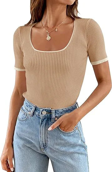 Square Neck Short Sleeve T-Shirt