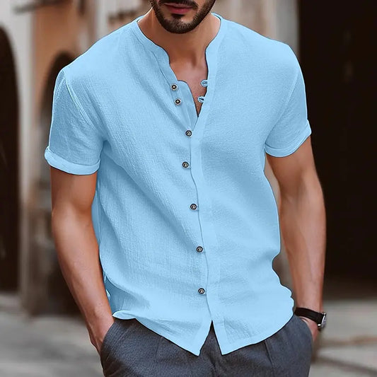 Hawaiian Vintage Button Cotton-Linen Casual Shirt for Men