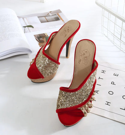 Slippers, High Heels, Rivet Sequins Collection