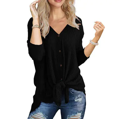 Irregular Long Sleeve Cardigan T-Shirt Blouse