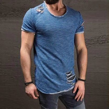 European Style Short Sleeve Distressed T-Shirt