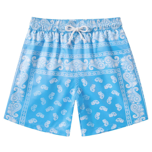 UNIFACO Boys Shorts Size 7 8 Hight Waisted Paisley Print Drawstring Shorts Kids Summer Casual Shorts with Pocket