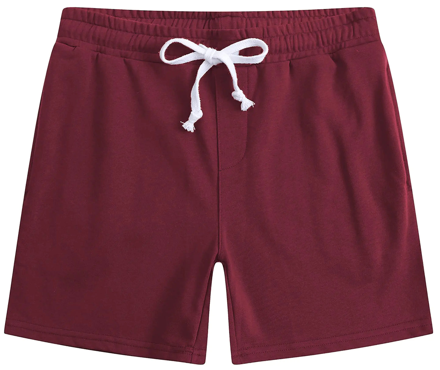 Solatin Mens Sweat Shorts 5.5" Above Knee Workout Gym Shorts Lounge Shorts with Zipper Pockets Wine Red S