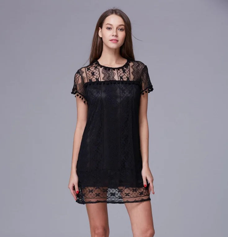 Elegant White Lace Sleeveless Dress