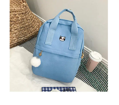 2018 Korean Style Canvas Embroidered Backpack
