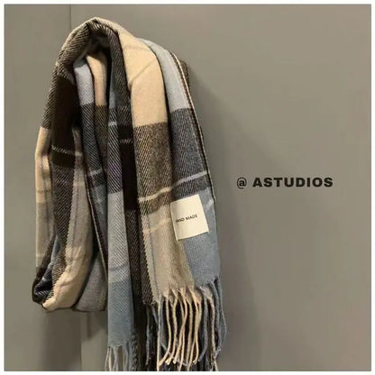 Men's Thickened Cashmere Plaid Scarf for Autumn/Winter