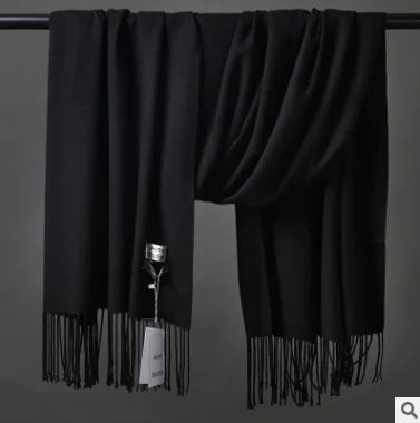 Autumn Winter Tassel Faux Cashmere Scarf for Women
