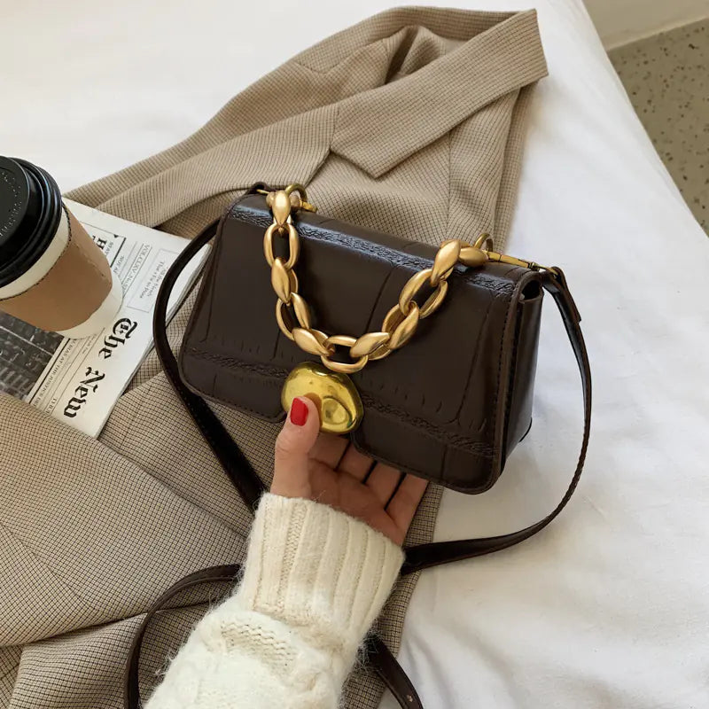 Trendy Women's Crossbody Bag with Stone Texture Design