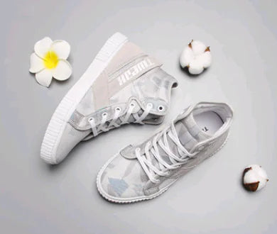 New High-Top Women's Leather and Mesh Casual Shoes
