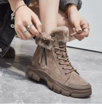 Trendy Women's Winter Plush Sneakers with Thick Sole