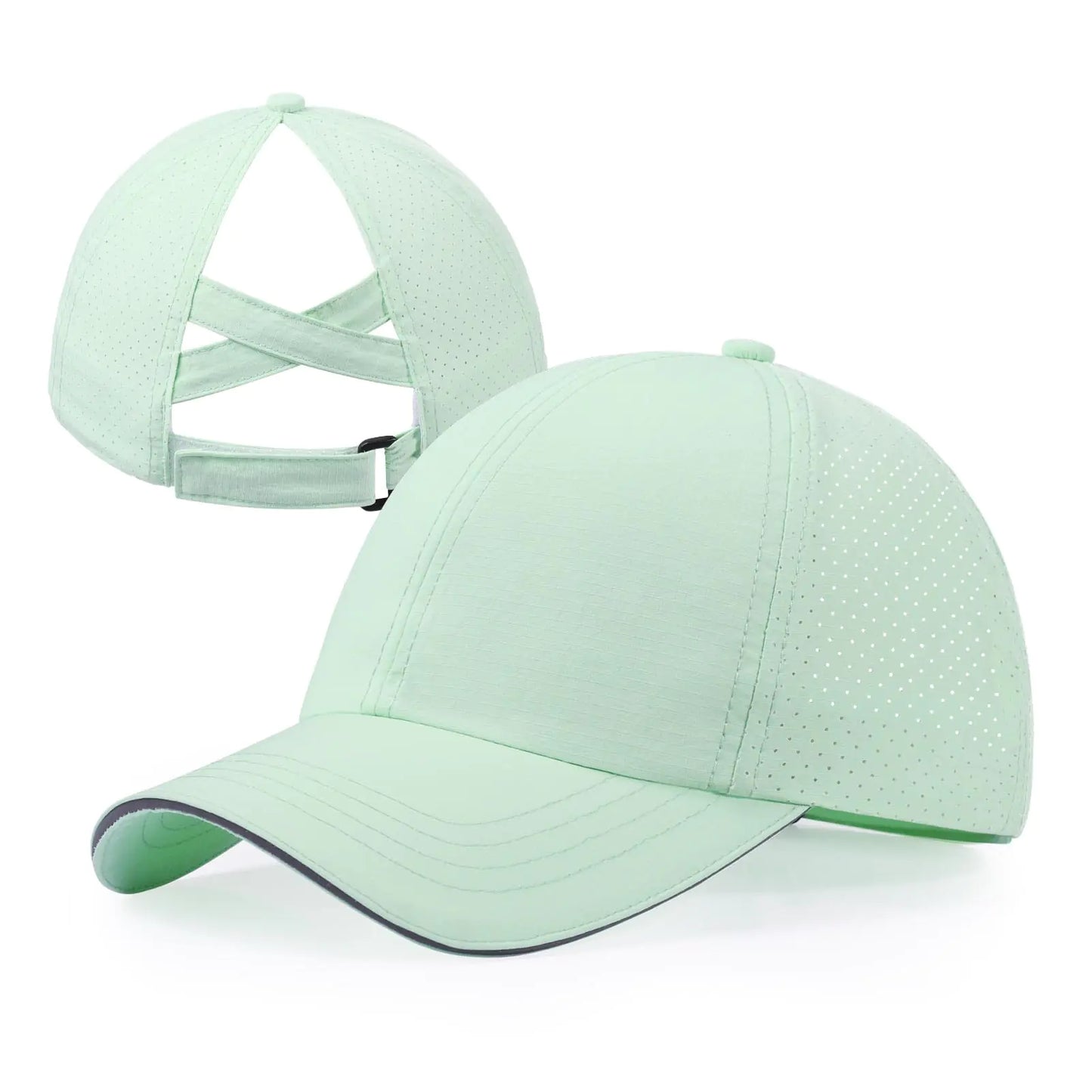 Girls Baseball Hat Criss Cross Ponytail Hats for Girls Adjustable Kids Baseball Cap Ponycap Outdoor Summer Sports Hats Age 7-12 Mint Green