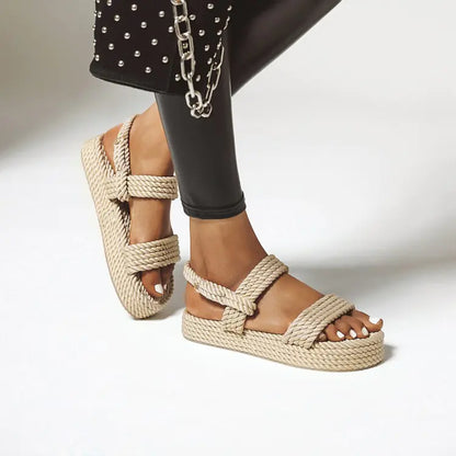 Rope Sandals, Woven Linen Beach Shoes for Women