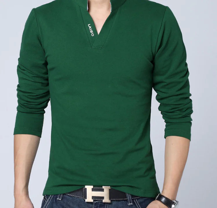 Solid Color V-Neck Casual T-Shirt