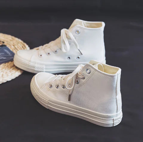 High-Top Canvas Shoes with Versatile Hong Kong Style