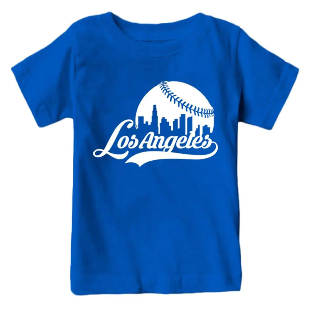 Los Angeles Baseball Skyline Kids Fan T-Shirt (Royal T-Shirt 2T)
