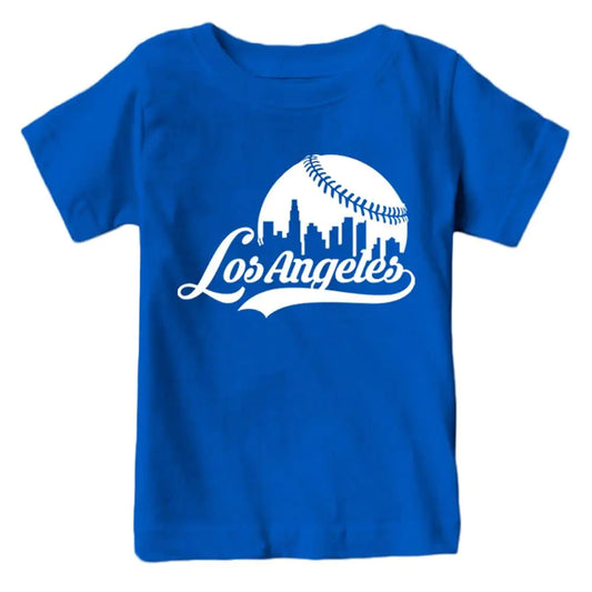 Los Angeles Baseball Skyline Kids Fan T-Shirt (Royal T-Shirt 2T)