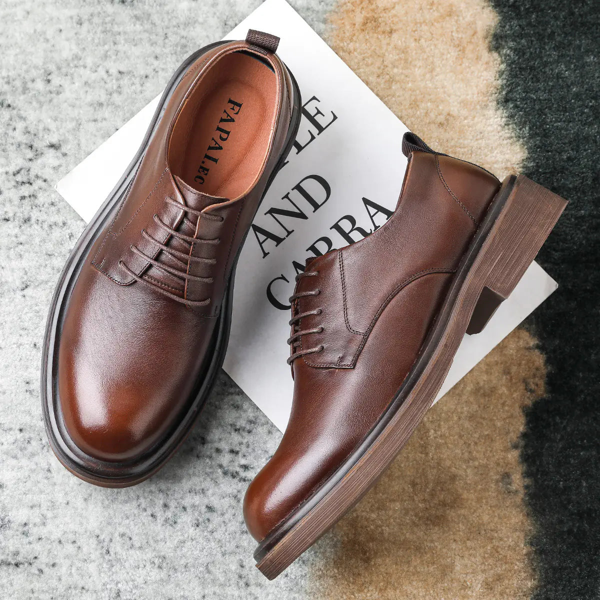 Men's Business Casual Leather Shoes in Brown and Black