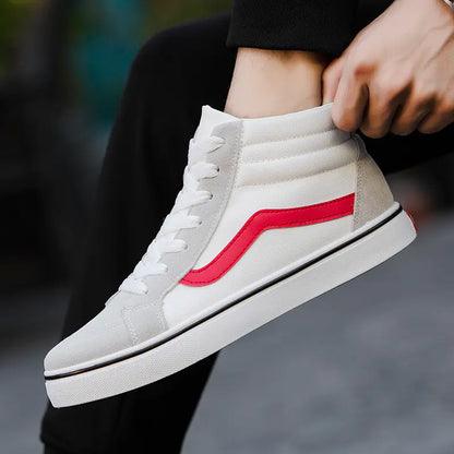 Men's High-Top Canvas Sneakers - Trendy Black Casual Shoes