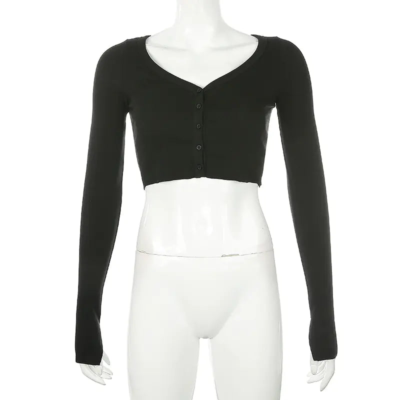 Knit Cardigan Crop Top Shirt and Blouse