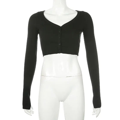 Knit Cardigan Crop Top Shirt and Blouse