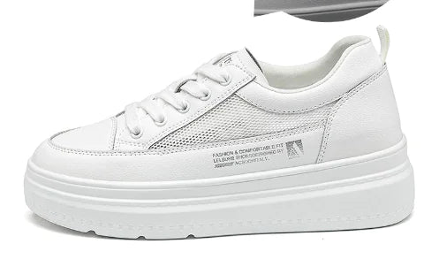 White Sports Platform Running Sneakers