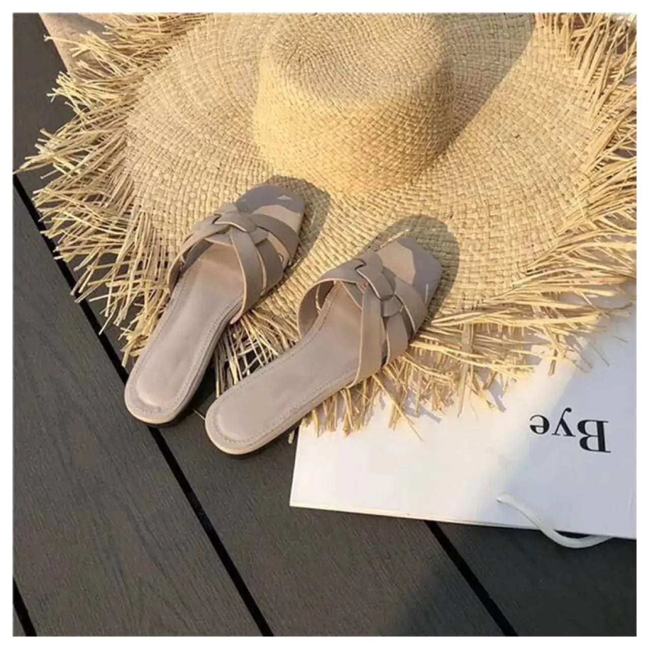 Flat Bottom Square Head Casual Beach Shoes for Women