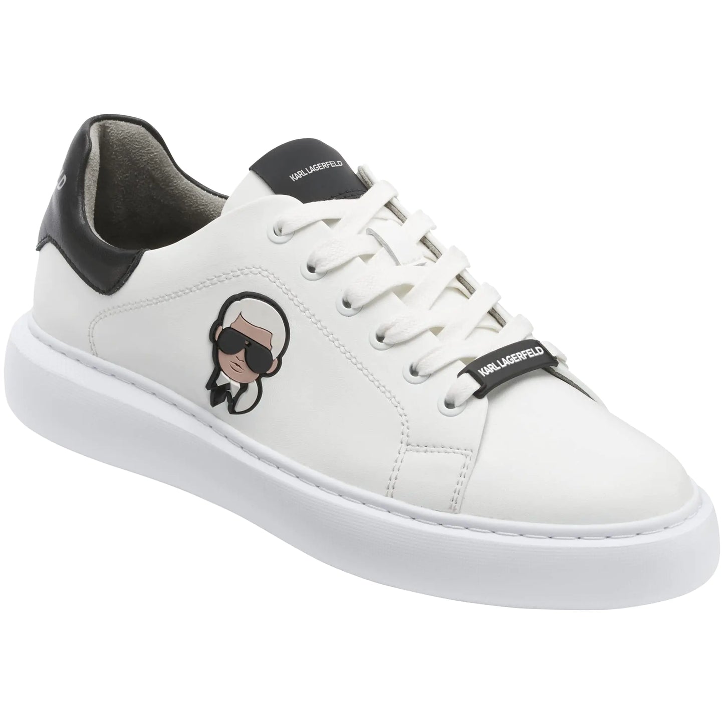 Karl Lagerfeld Paris Mens Lightweight Phylon Sole Leather Sneaker White 13